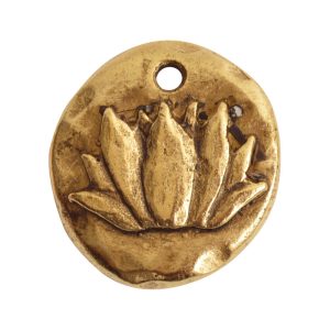 Charm Organic Lotus Round Small<br>Antique Gold