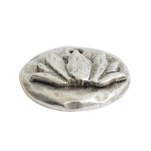 Charm Organic Lotus Round SmallAntique Silver