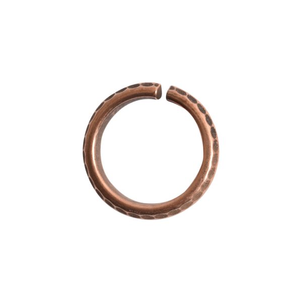 Jumpring 10mm Hammered Edge CircleAntique Copper