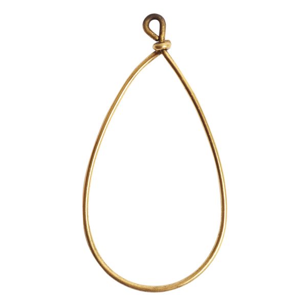 Wire Frame Large Pear Single LoopAntique Gold - Nunn Design