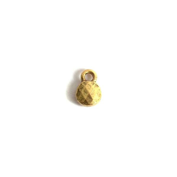 Charm Faceted Circle 6mm Single LoopAntique Gold