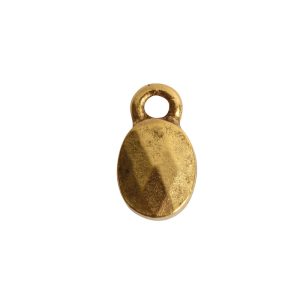 Charm Faceted Oval 6mm Single Loop<br>Antique Gold