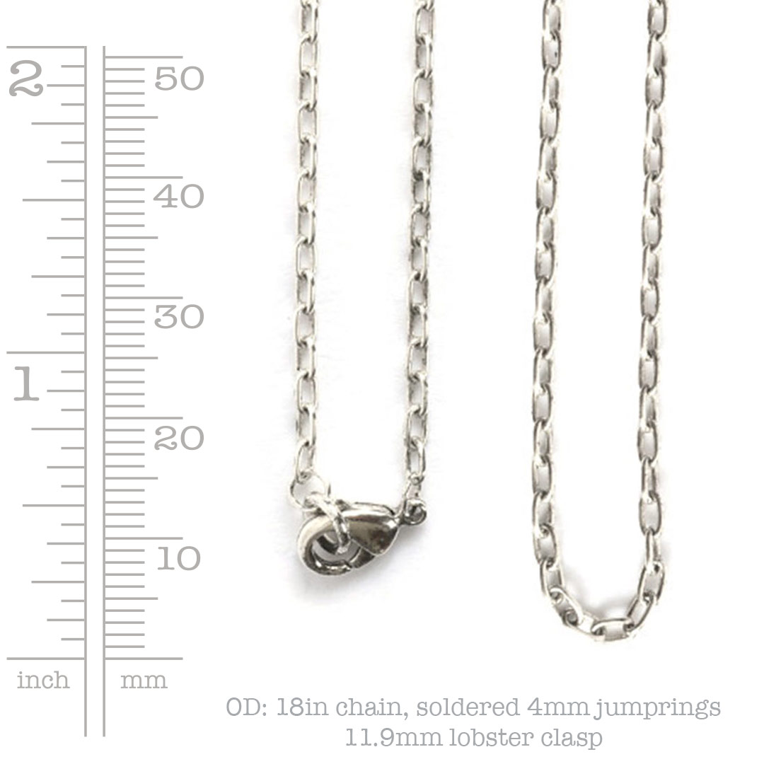 Silver Plated Cable Chain Necklace, 18 inches
