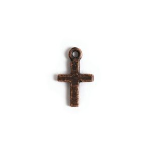 Charm Tiny Hammered CrossAntique Copper