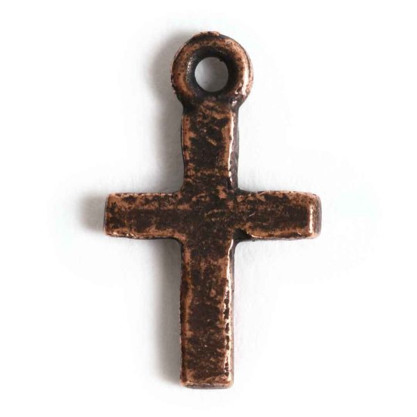 Charm Tiny Hammered CrossAntique Copper