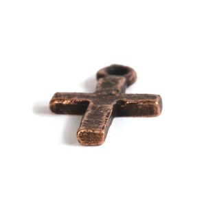 Charm Tiny Hammered CrossAntique Copper