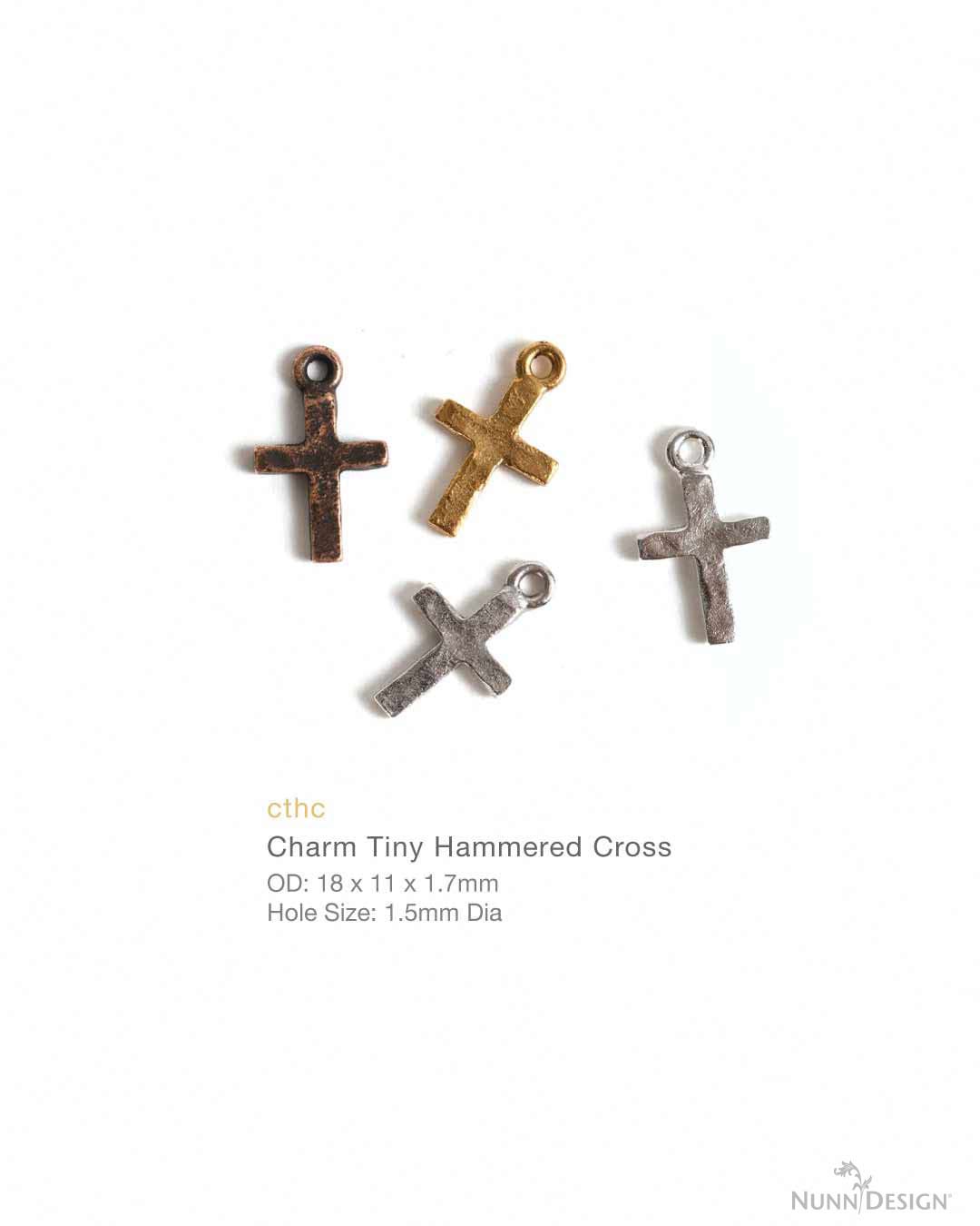Charm Tiny Hammered Cross