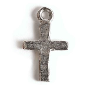 Charm Tiny Hammered Cross Antique Silver