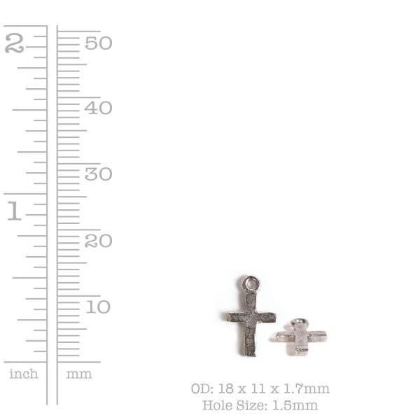 Charm Tiny Hammered CrossSterling Silver Plate