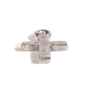Charm Tiny Hammered CrossAntique Silver