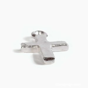 Charm Tiny Hammered CrossSterling Silver Plate