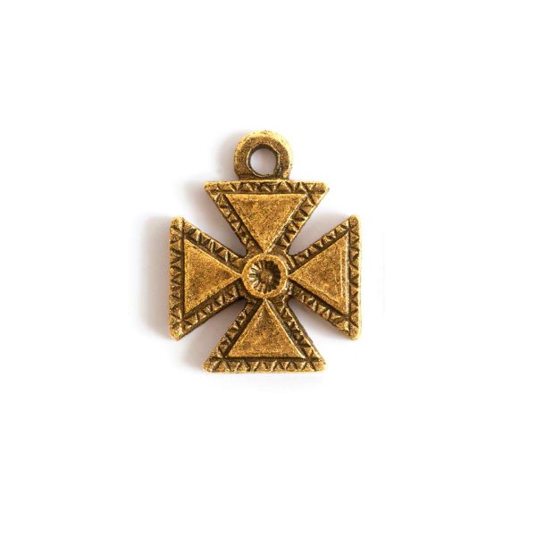 Charm Small Pattee CrossAntique Gold