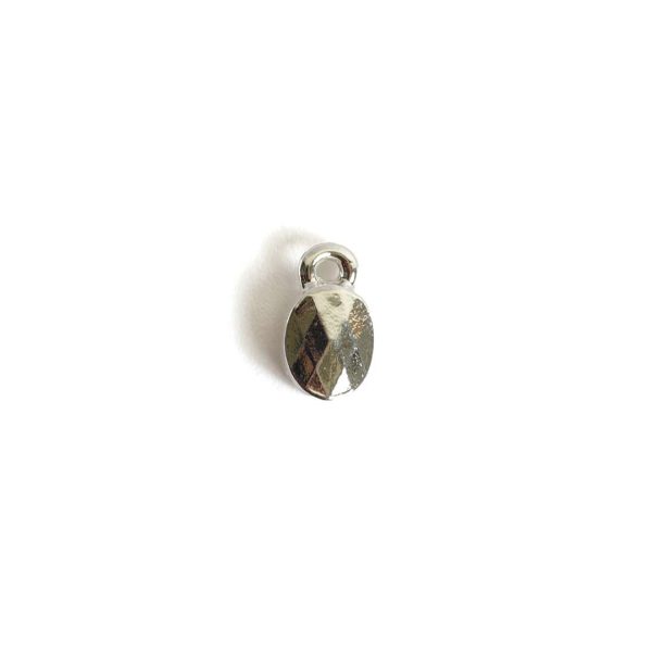 Charm Faceted Oval 6mm Single LoopSterling Silver Plate